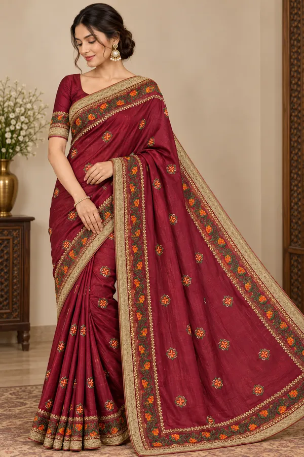 Maroon_Saree_Cotton_For_women