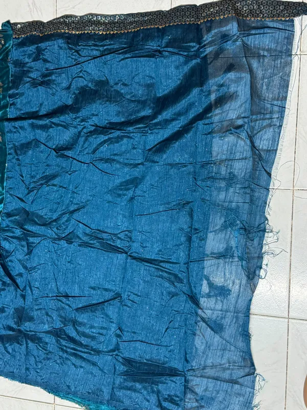 Blue_Satin_Floral_Embellished_Saree_for_Women