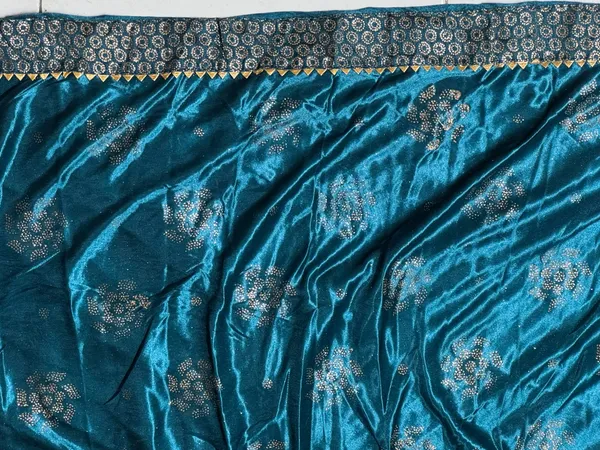 Blue_Satin_Floral_Embellished_Saree_for_Women