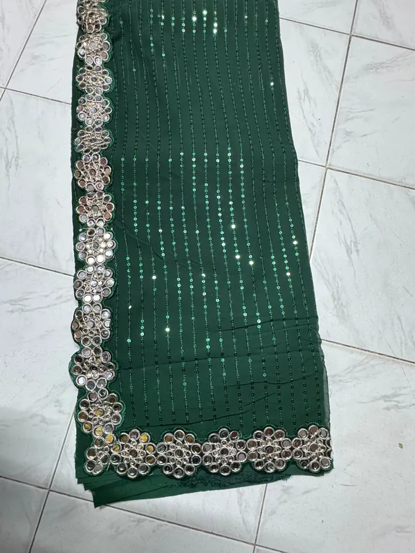 Green_Sequin_Embellished_Saree_For_Women
