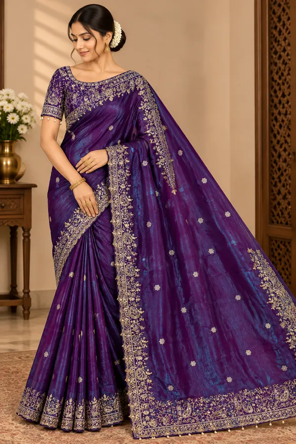 Purple_Saree_Wool_Blend_For_women