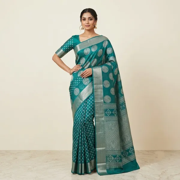 Teal_Saree_Cotton_For_women