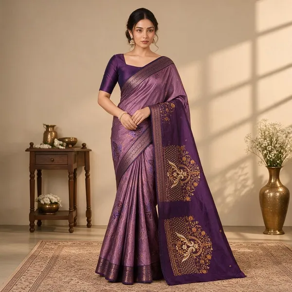 Purple_Saree_Silk_Blend_For_women