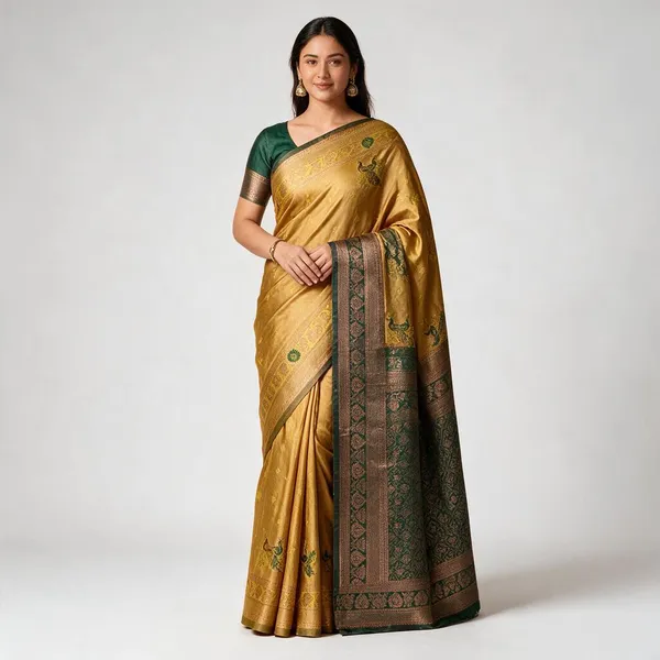 Mustard_Green_Saree_Tissue_For_women