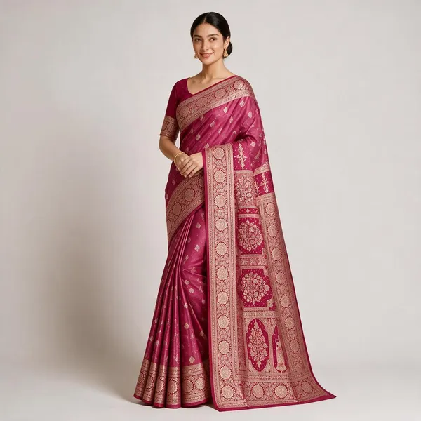 Pink_Saree_Satin_For_women