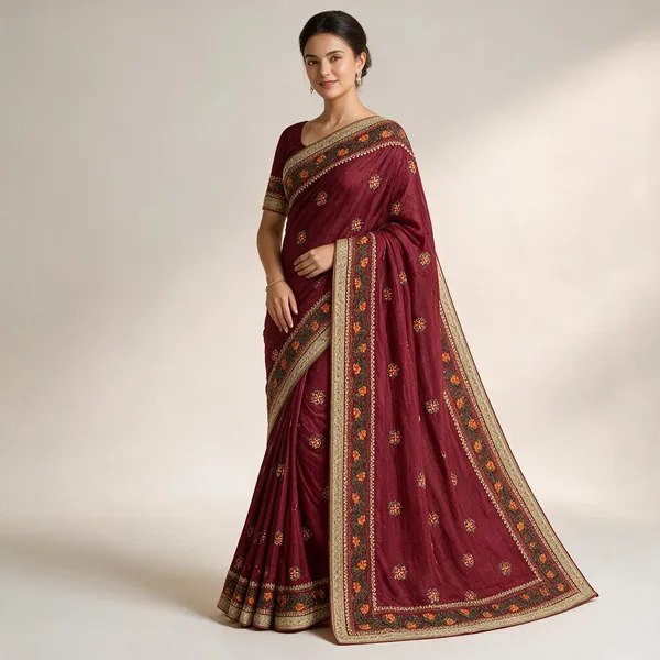 Maroon_Saree_Cotton_For_women