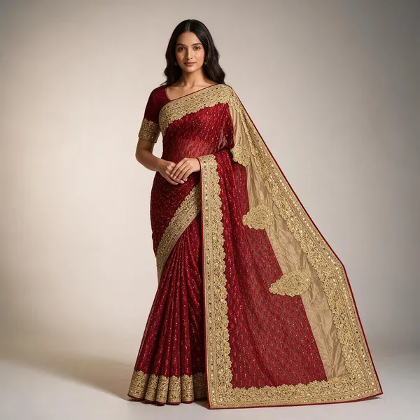Gold_with_Maroon_border_Saree_Cotton_For_women
