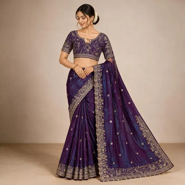 Purple_Saree_Wool_Blend_For_women