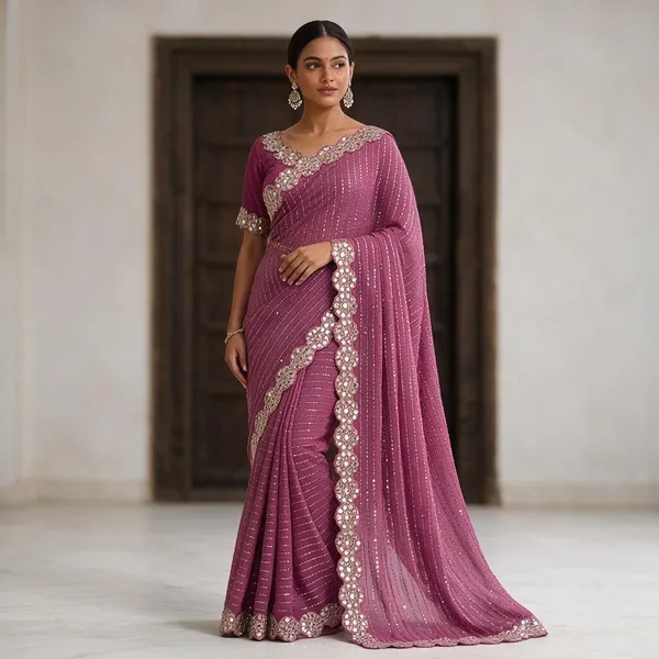 Pink_Saree_Satin_For_women