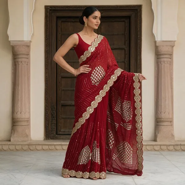 Red_Saree_Cotton_For_women