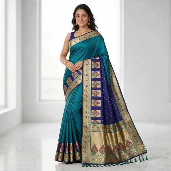 Teal_Saree_Cotton_For_women