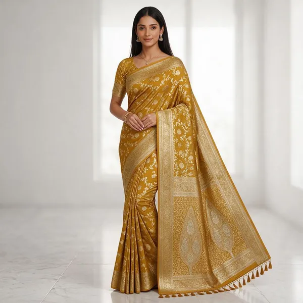 Mustard_Yellow_Saree_Banarsi_Silk_For_women