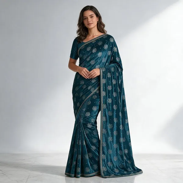 Blue_Saree_Satin_For_women