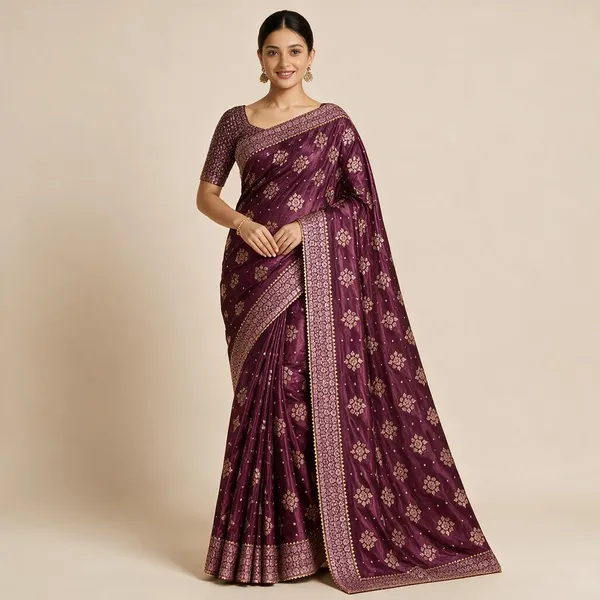 Purple_Saree_Polyester_For_women