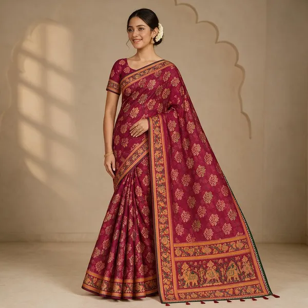 Dark_Pink_Saree_Silk_For_women