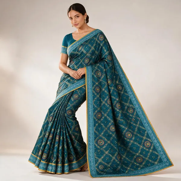 Teal_Blue_Saree_Georgette_For_women