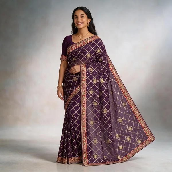 Purple_Saree_Silk_Blend_For_women