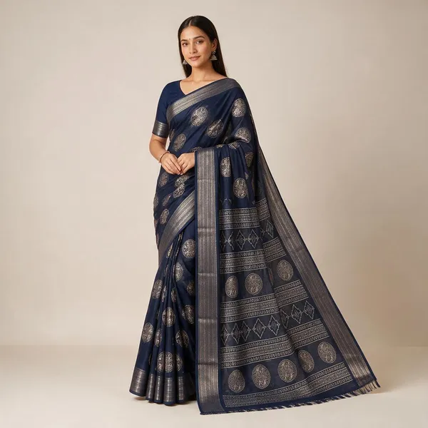 Navy_Blue_Saree_Cotton_For_women
