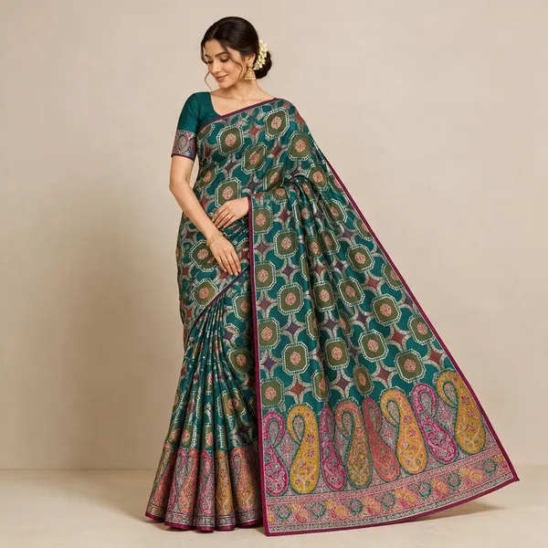 Teal_and_Magenta_Saree_Cotton_For_women