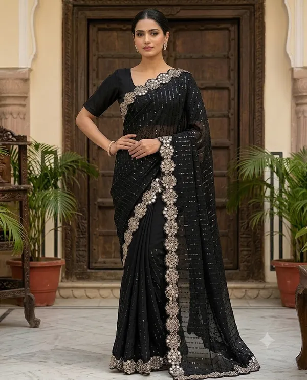 Black_Saree_Georgette_For_women