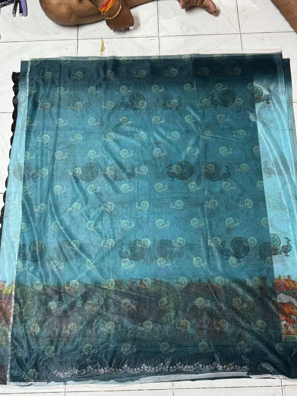 Teal_Net_Paisley_Dupatta_For_Women