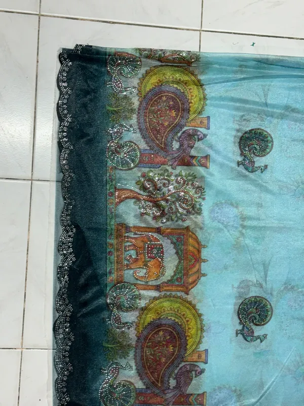 Teal_Net_Paisley_Dupatta_For_Women