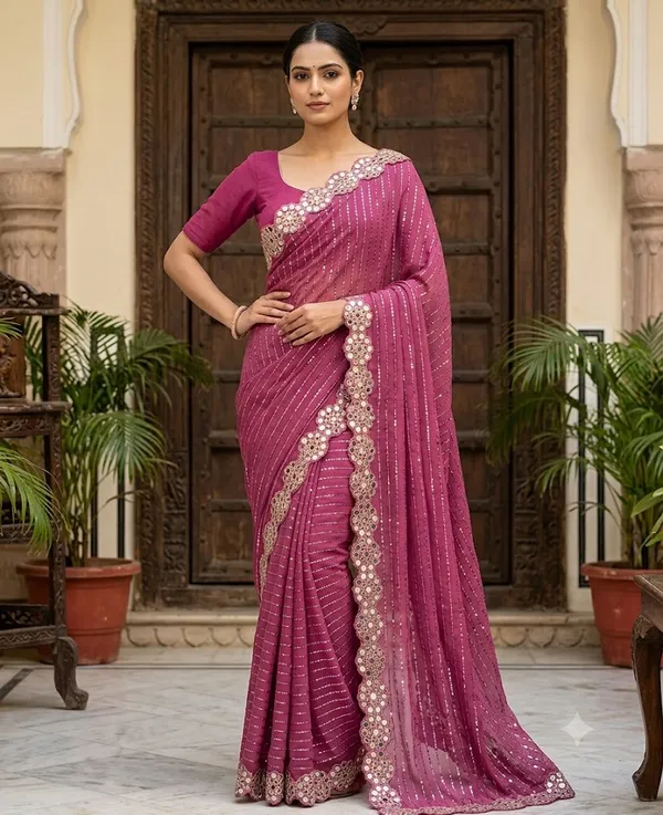 Pink_Saree_Satin_For_women