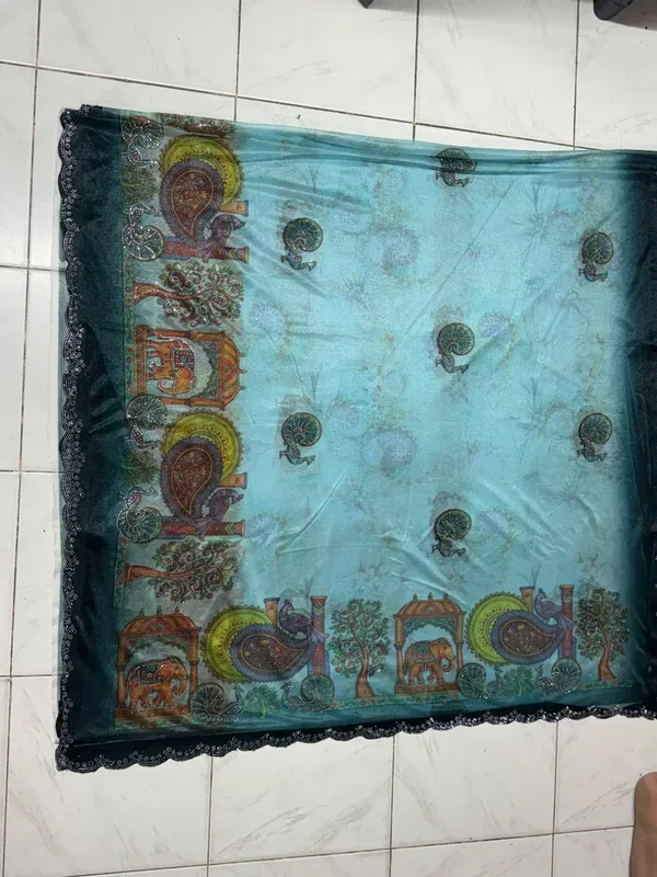 Teal_Net_Paisley_Dupatta_For_Women