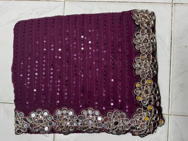 Maroon_Sequined_Unstitched_Suit_Material_For_Women