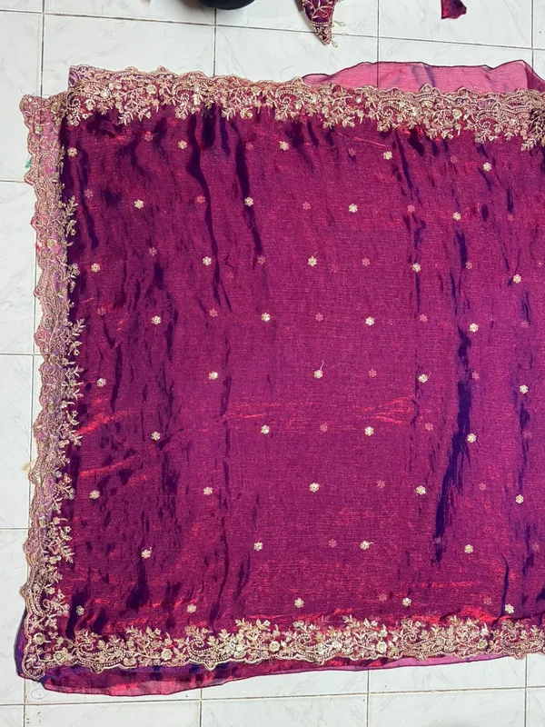 Maroon_Embroidered_Blouse_And_Dupatta_Set_for_Women