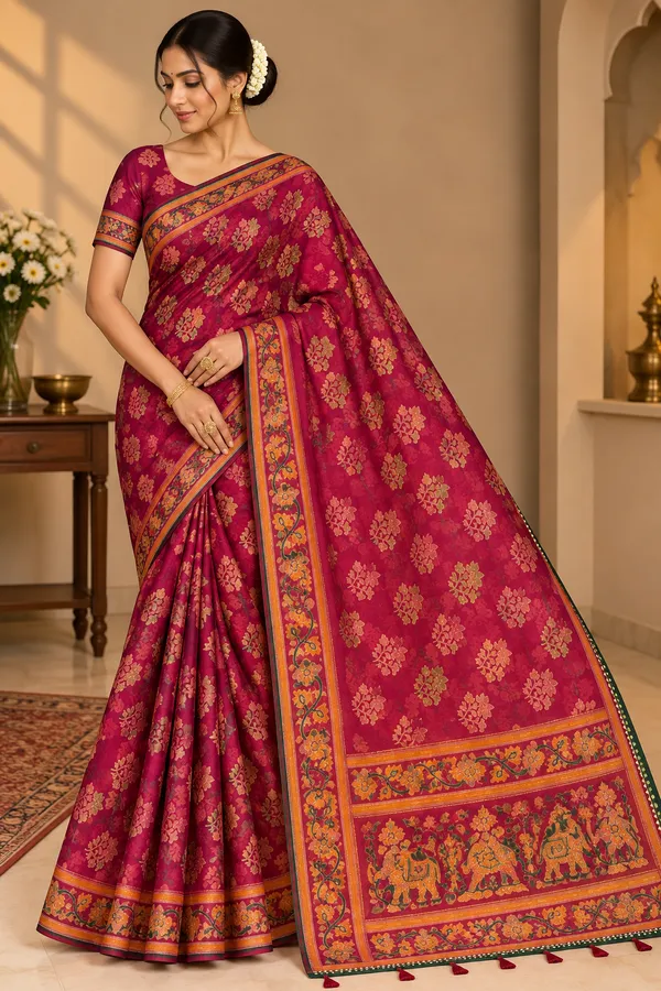 Dark_Pink_Saree_Silk_For_women