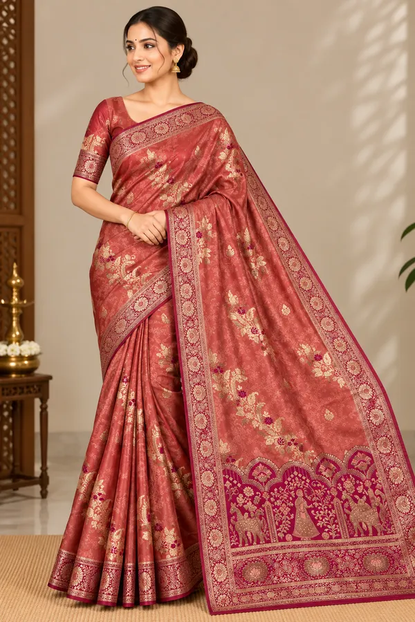 Red/Maroon_Saree_Cotton_For_women