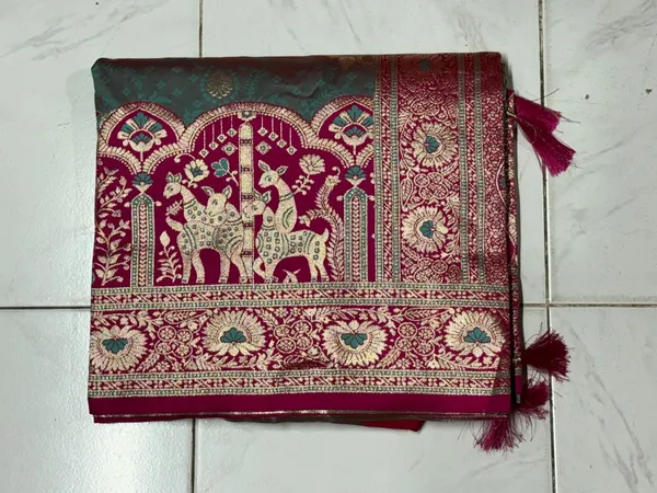 Magenta_Teal_Printed_Saree_For_Women