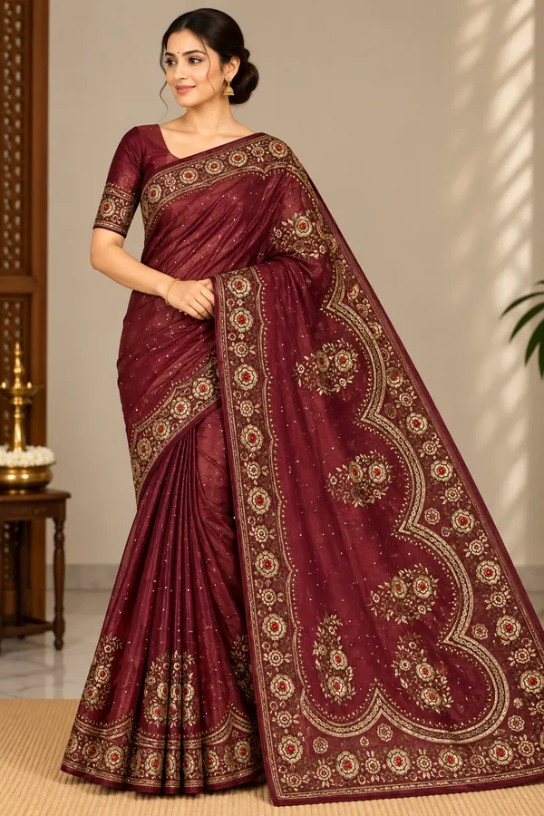 Maroon_Saree_Cotton_For_women