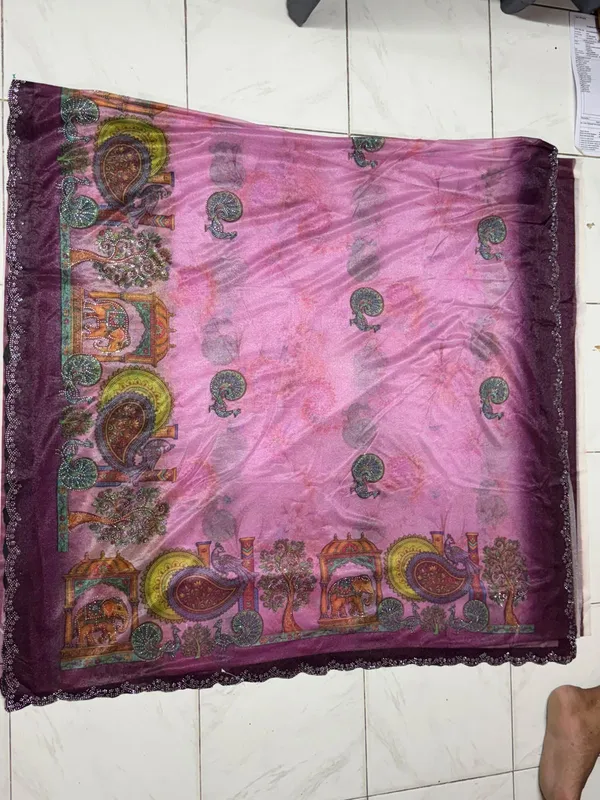 Pink_Sheer_Paisley_Print_Saree_For_Women