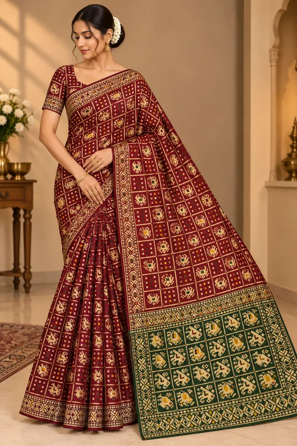 Red_and_Green_Saree_Silk_For_women