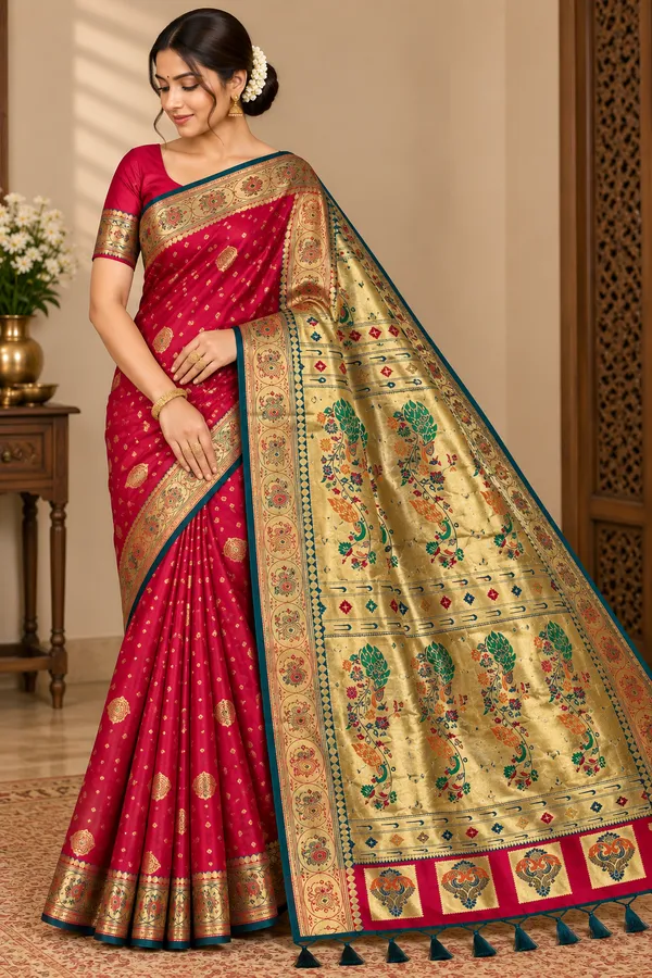 Teal_and_Pink_Saree_Silk_For_women