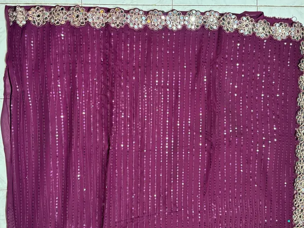 Maroon_Sequined_Unstitched_Suit_Material_For_Women