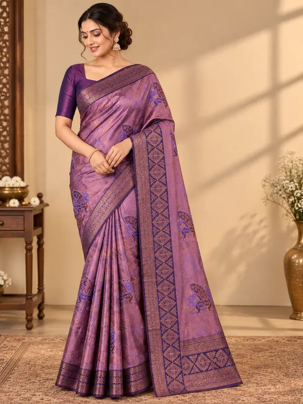 Purple_Saree_Silk_Blend_For_women