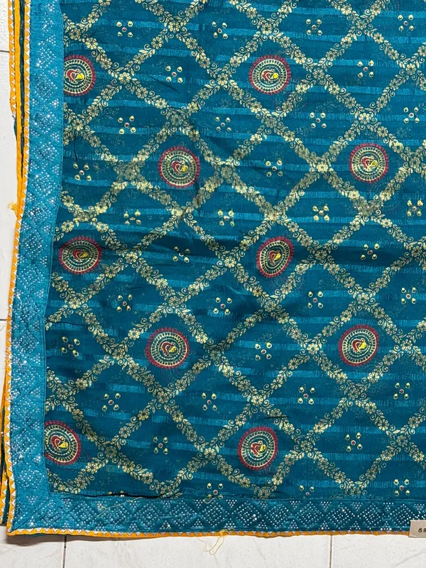Teal_Blue_Embellished_Ethnic_Saree_for_Women