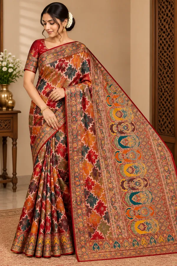 Red_Saree_Silk_Blend_For_women
