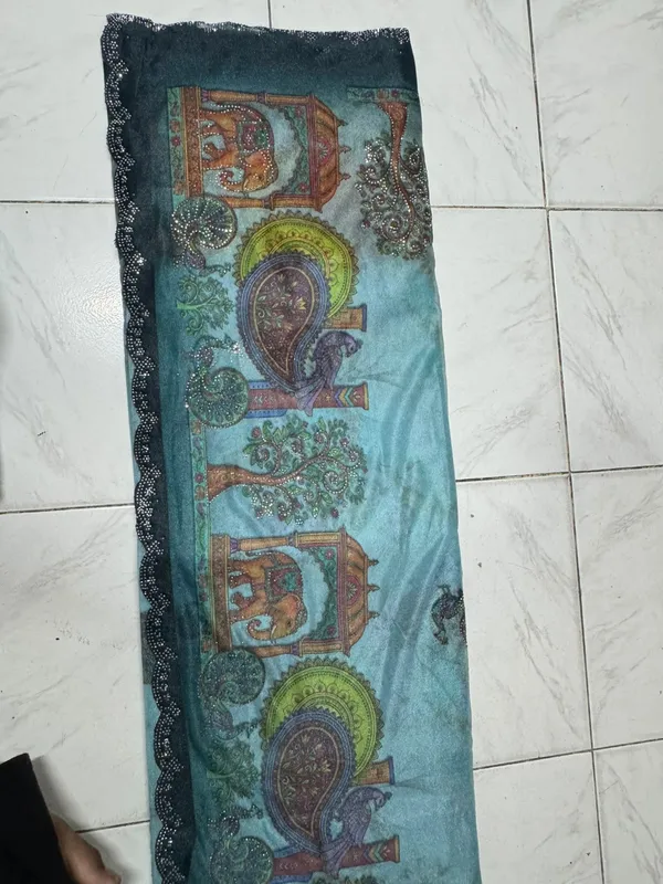 Teal_Net_Paisley_Dupatta_For_Women