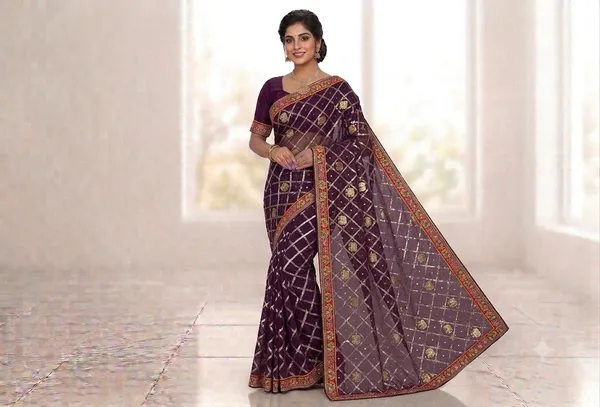 Purple_Saree_Silk_Blend_For_women