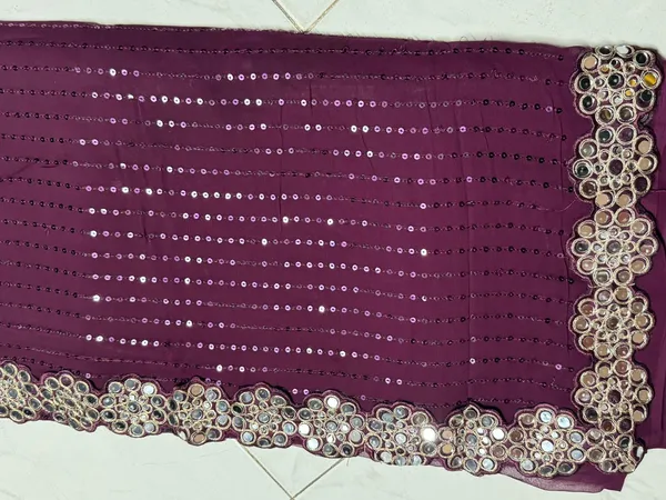 Maroon_Sequined_Unstitched_Suit_Material_For_Women