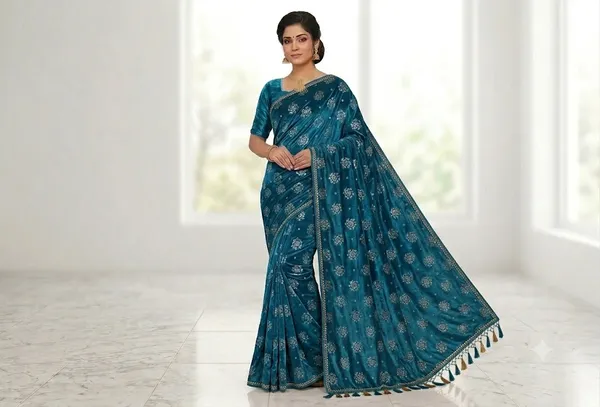 Blue_Saree_Satin_For_women