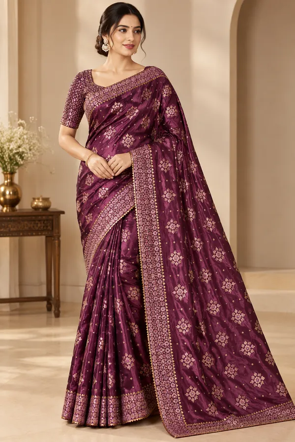 Purple_Saree_Polyester_For_women
