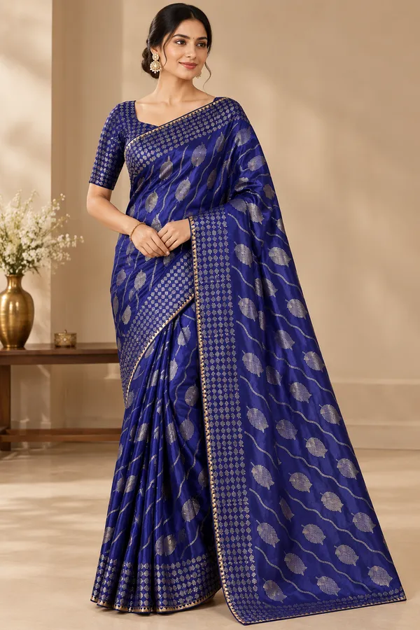 Blue_Saree_Satin_For_women