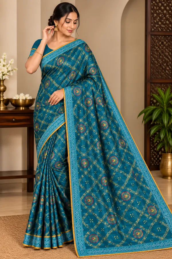 Teal_Blue_Saree_Georgette_For_women