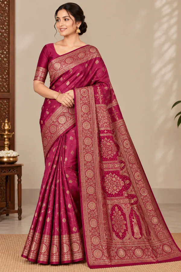 Pink_Saree_Satin_For_women