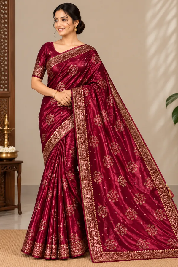 Maroon_Saree_Cotton_For_women